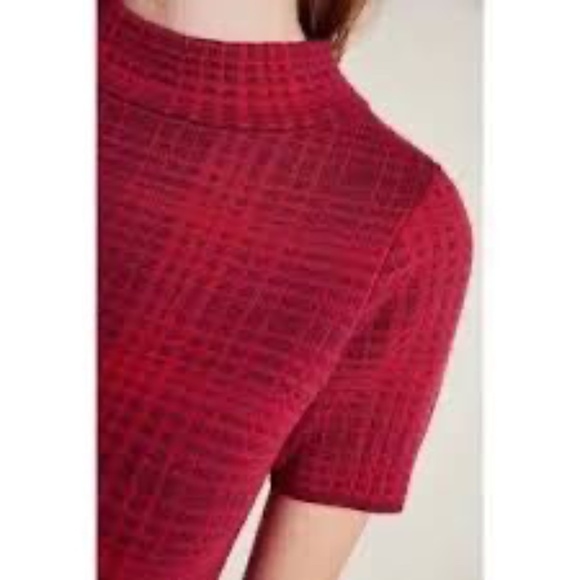 NWT Anthropologie Red Field Flower Celina Sweater Tee Large - Picture 4 of 8